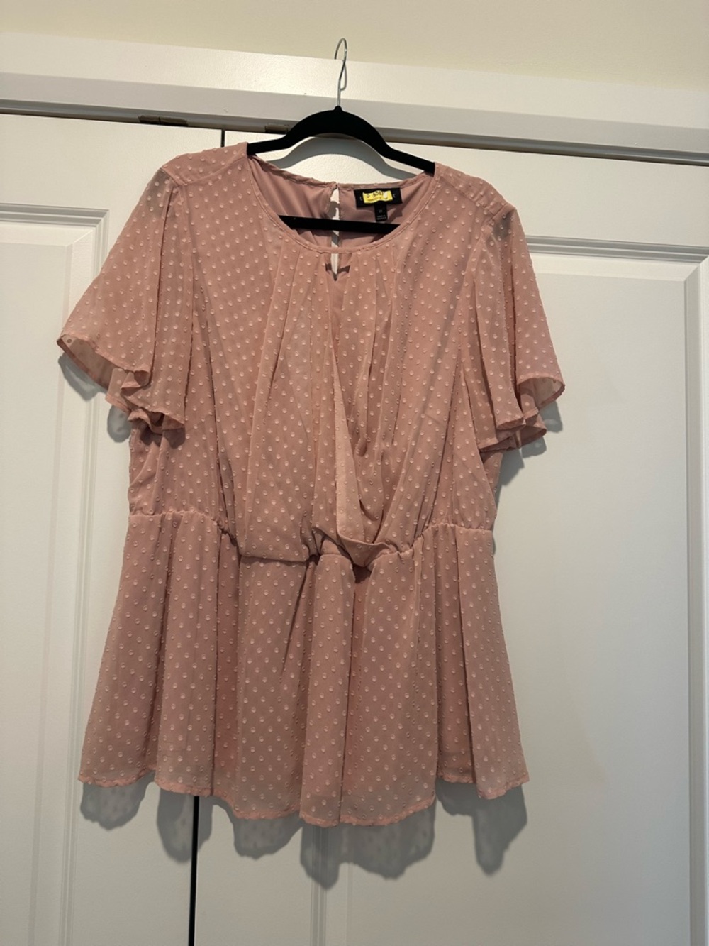Lane Bryant Dusty Rose Swiss Dot Peplum Blouse